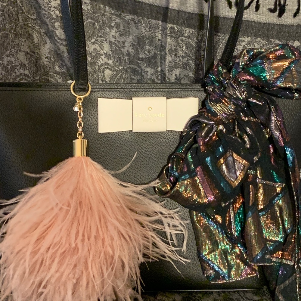 Kate Spade black bag white bow tie NWT